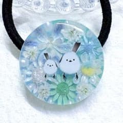②-②④レジンヘアゴム。シマエナガ。スターフラワー。紫陽花。かすみ