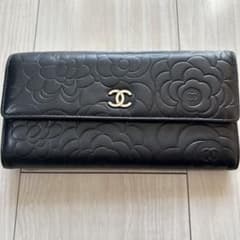 本日のみ最終値下げ！！CHANEL ブラック 長財布 フラワーエンボス