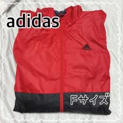 adidas ナイロンジャケット フード付き レッド×ブラックのサムネイル