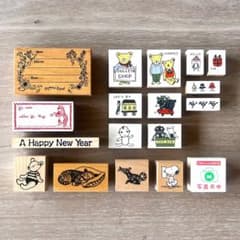 はんこ スタンプ 動物 キャラクター 木製 まとめ売り 18個セットのサムネイル