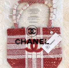未使用CHANEL シャネル ツイード トートバッグ ノベルティ レッドyu2y
