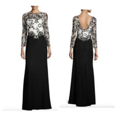 美品□タダシショージ □ツートンレース背中セクシーなロングドレス