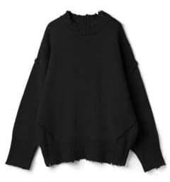 グレイル バックスリットダメージニットトップス ブラックのサムネイル