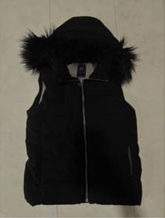 美品】GAP ダウンベスト ブラック ファー付き ラッパー y2k お兄系