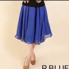 新品　社交ダンス　ふわっふわ♥ロイヤルブルー　シフォンスカートのサムネイル