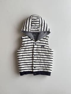 Petit Bateau プチバトー　ストライプ柄フード付きベストのサムネイル