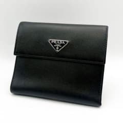 PRADA プラダ 三つ折り 財布 三角ロゴ サフィアーノ レザー ブラック