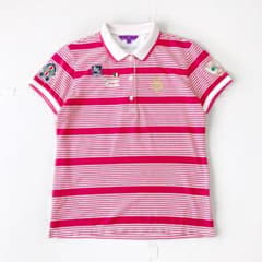 ビームスゴルフ レディース 半袖ポロシャツ M ボーダー BEAMSGOLF