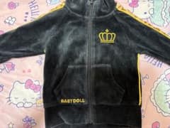 【*】様 BABYDOLL ベロアパーカー ヒョウ柄 黒 80cmのサムネイル