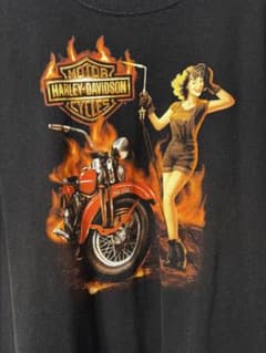 Harley-Davidsonピンナップガールファイヤーパターン Tシャツ - メルカリ