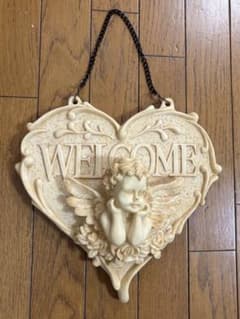 加藤工芸 ハート型ウェルカムボード 天使の彫刻付き - メルカリ