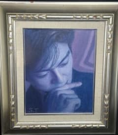 リアリズム 作者不詳【尾崎豊】肉筆油彩画 肖像画 「S.I」サイン入り