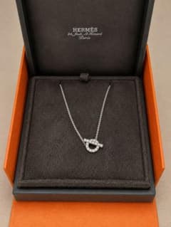美品　HERMES エルメス フィネス ネックレス 0.46ct K18WGのサムネイル