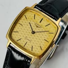 腕時計メンズ動作品LONGINESロンジン稼働クォーツ金ゴールド文字盤