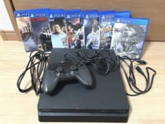 PS4 Slim CUH-2100A 500GB 本体 箱無し ソフト7本付きのサムネイル