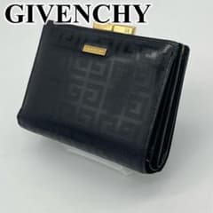 ジバンシー 二つ折り財布 4Gロゴ ゴールド金具 がま口 レザー ブラック