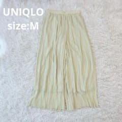 【UNIQLO】 (M) Pleated Wide Skirt Pants, Yellow