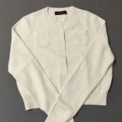CABaN コットンカシミヤ クルー ネックカーディガン　ホワイト CABaN（キャバン） ： コットン カシミヤ ポケット クルーネック