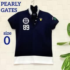 PEARLY GATES ニコちゃんポロシャツ ネイビー サイズ0 大人可愛い