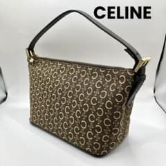 美品】CELINE セリーヌ アクセサリーポーチ ハンドバッグ Cマカダム 茶