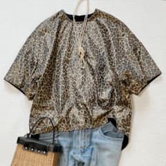 美品 ブラミンクBLAMINKレオパード プルオーバー ブラウス シルク混 36