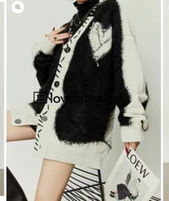 AURORA boutique モノクロ Vネックハーティニットカーディガン AURORA boutique モノクロ Vネックハーティニットカーディガン - メルカリ