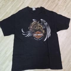 Harley-Davidson ウィング付き豚 Tシャツのサムネイル