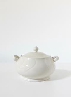 新品】蓋付き スープチューリン ホワイト 大ボウル ハンドル付 陶器 蓋