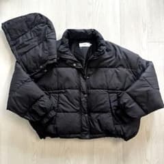 【お値下げ】AZU by moussy ショートブルゾン 黒 フード取外し裾調整のサムネイル