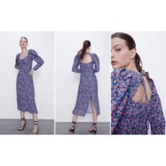 新品/美品】zara 小花柄パフスリーブワンピース リゾートワンピ 高橋 