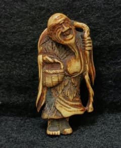 X214-2 江戸時代根付 細密彫刻 人物根付 鹿角材彫刻 ね - メルカリ