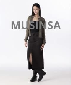 MUSINSAフロントスリットデニム ロングスカート