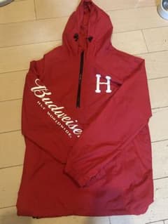 HUF x Budweiser ハーフジップ ナイロンジャケット レッドのサムネイル