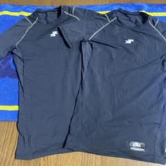 SSK ローネック半袖フィットアンダーシャツ メンズ 2枚セット ブラックのサムネイル