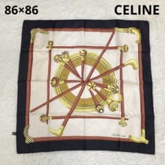 CELINE 大判シルクスカーフ 馬具モチーフ イタリア製 86×86 カレ CELINE 大判シルクスカーフ 馬具モチーフ イタリア製 86×86 カレ