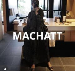 【完売】マチャット ドットロングドレス ドットワンピース 紺 ネイビー フリー 完売】マチャット ドットロングドレス ドットワンピース 紺