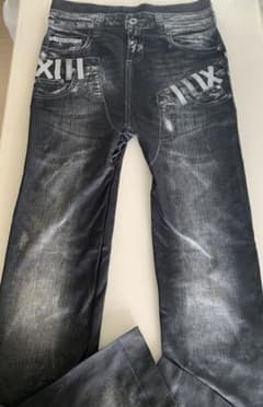 未使用★F size M〜L★ブラックデニム風ストレッチレギンス★Fsizeのサムネイル