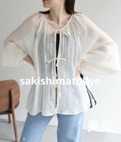 【2WAY】シアーブラウス / ボリューム袖 / リボン 美品のサムネイル