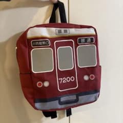 電車デザイン 赤色リュックのサムネイル