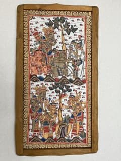 バリ島伝統絵画 カマサン画木製の手製フレーム付き バリ島伝統絵画 カマサン画木製の手製フレーム付き - メルカリ