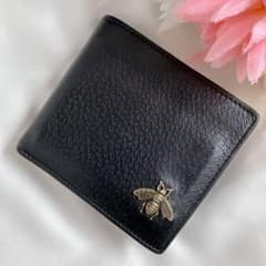 GUCCI グッチ 折り財布 522915メタル ビー アニマリエ　レザー 黒 GUCCI グッチ 折り財布 522915メタル ビー アニマリエ レザー 黒