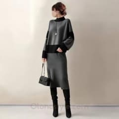 Otonastyleグレー セットアップ ミディ丈