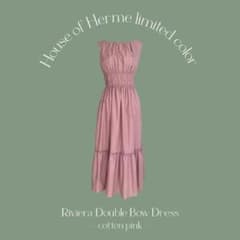 Riviera Double Bow Dress cotton pink M - メルカリ