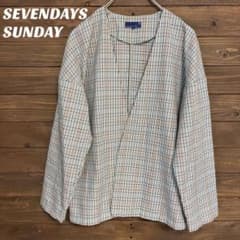 ♦︎【セブンデイズサンデー】チェック柄ジャケット 羽織り 薄手 千鳥格子 M
