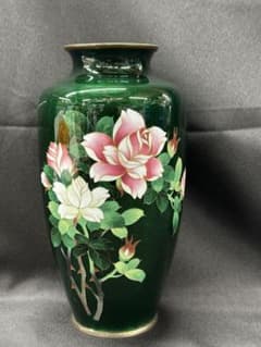 USED】安藤 七宝 七宝焼 花瓶 壺 花 花柄 緑 グリーン - メルカリ