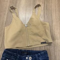 値下JENNI LOVE ビスチェ150とデニムパンツセット 140cmのサムネイル