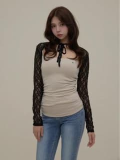 andmary Bloom flower tulle tops black - メルカリ