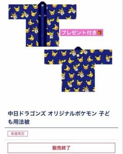 中日ドラゴンズ 】オリジナル ポケモン 子ども用 法被【プレゼント付き