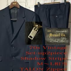 70s ヴィンテージ セットアップ シングル スーツ ストライプ 黒 菅田将