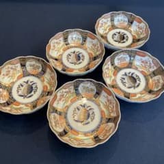 時代物」古伊万里【柘榴文様の鉢】5枚セット ※アンティーク 骨董品
